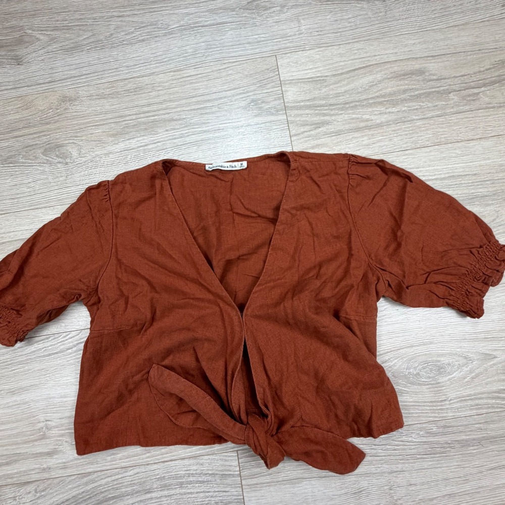 Abercrombie & Fitch Rust Brown Tie-Front Blouse